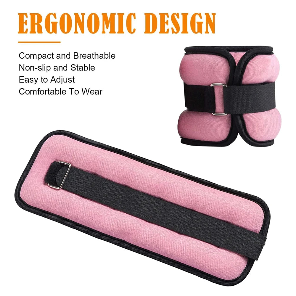 2X Ankle/Wrist Weights for Fitness Women and Men - Adjustable (0.5kg/1kg)
