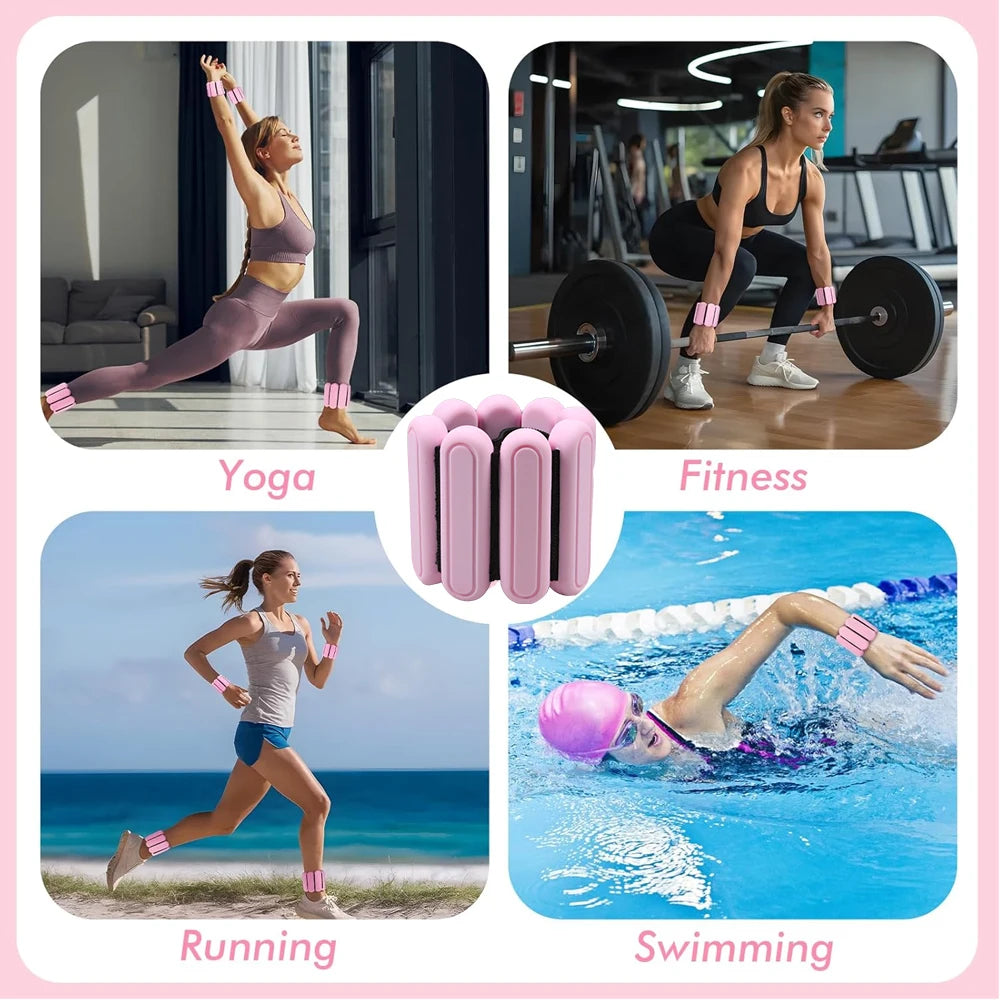 2X Ankle/Wrist Weights for Fitness Women and Men - Adjustable (0.45kg/1Lbs Each)