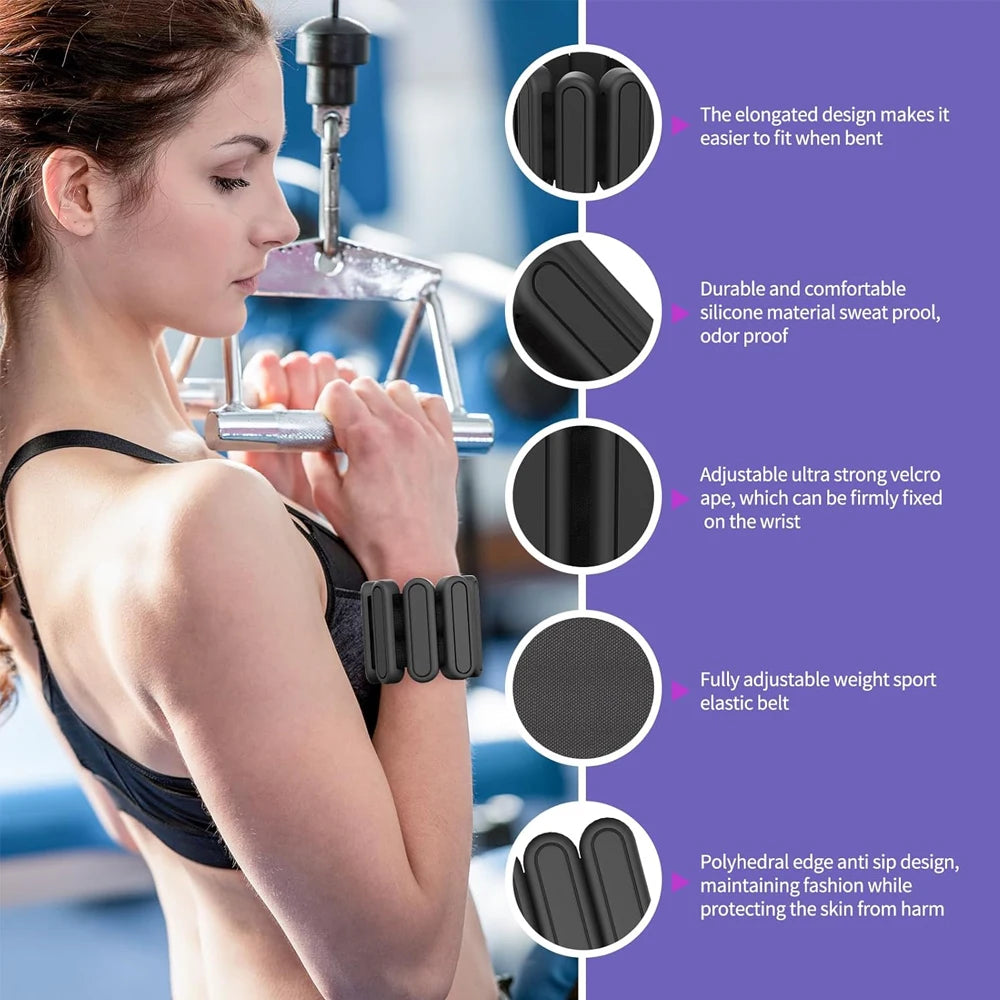 2X Ankle/Wrist Weights for Fitness Women and Men - Adjustable (0.45kg/1Lbs Each)