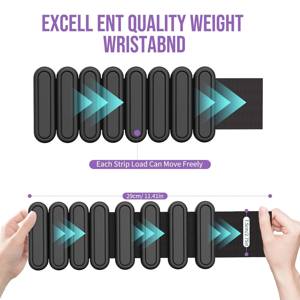 2X Ankle/Wrist Weights for Fitness Women and Men - Adjustable (0.45kg/1Lbs Each)