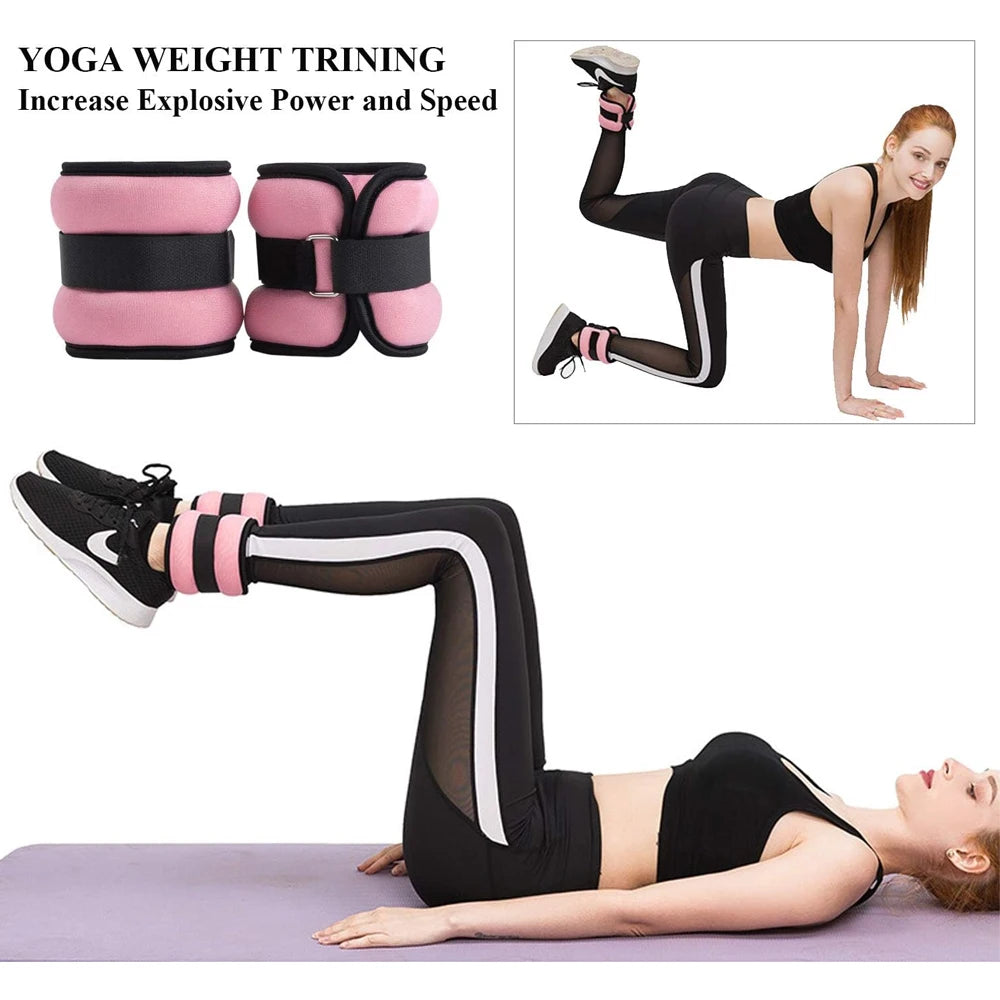 2X Ankle/Wrist Weights for Fitness Women and Men - Adjustable (0.5kg/1kg)