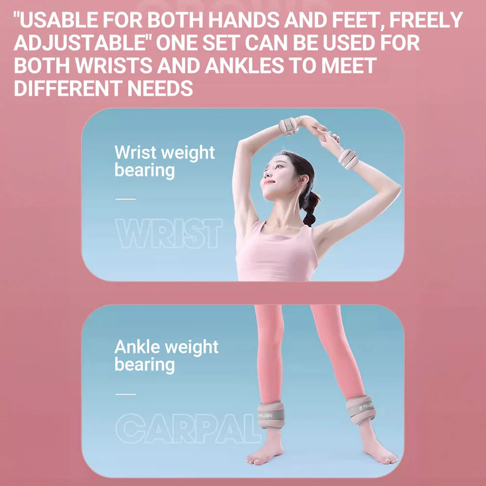 2X Ankle/Wrist Weights for Fitness Unisex - Adjustable 0-2kg Bands