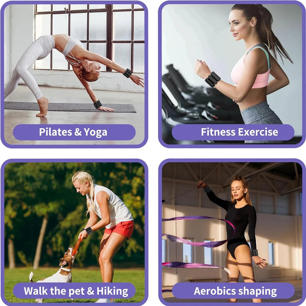 2X Ankle/Wrist Weights for Fitness Women and Men - Adjustable (0.45kg/1Lbs Each)
