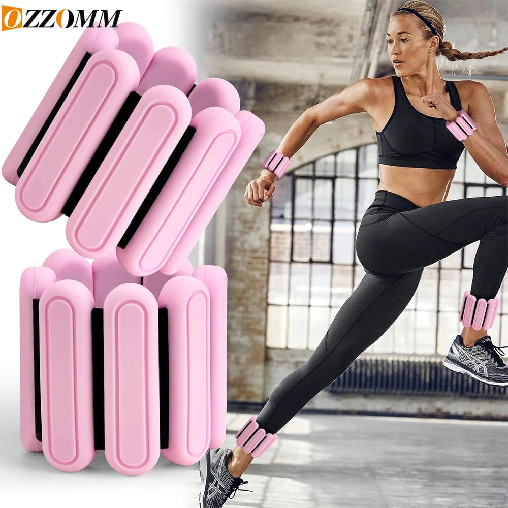 2X Ankle/Wrist Weights for Fitness Women and Men - Adjustable (0.45kg/1Lbs Each)